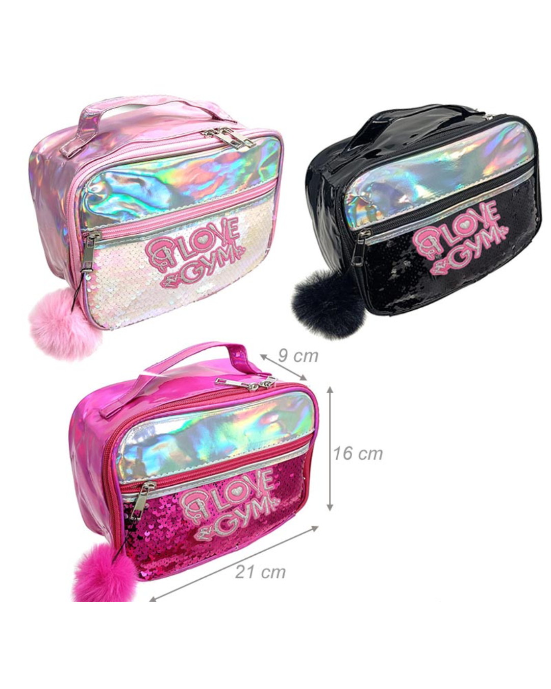 Sequin beauty case "I LOVE GYM"