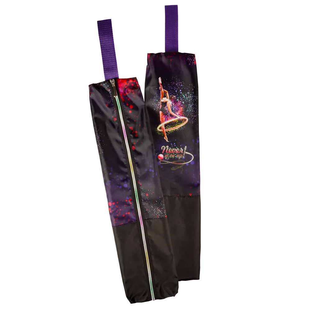 Black Cover for rhythmic gymnastics clubs showing girl with hoop