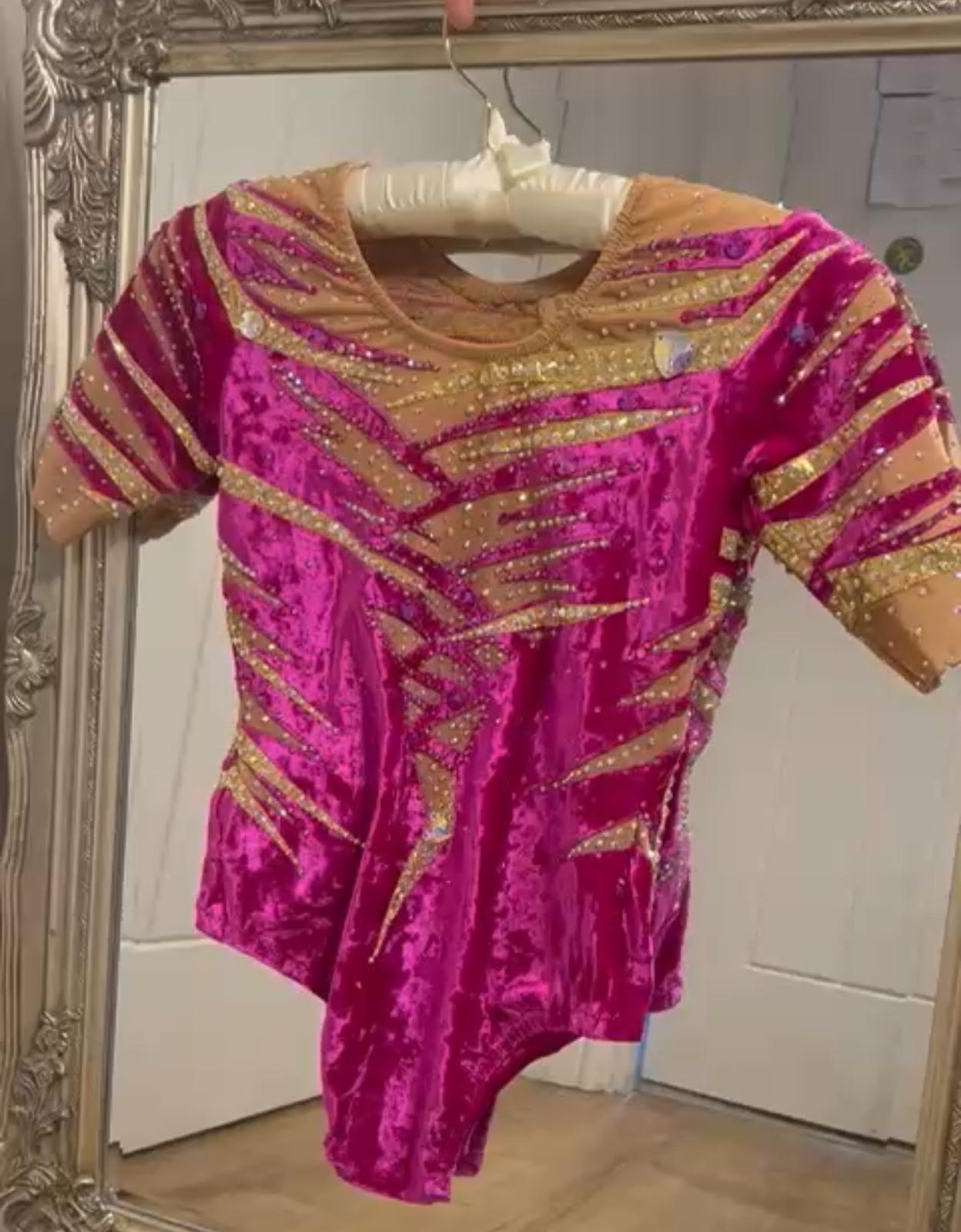 Leotard Fuchsia Velvet New