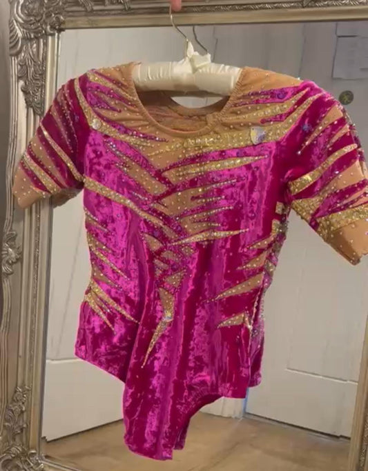Leotard Fuchsia Velvet New