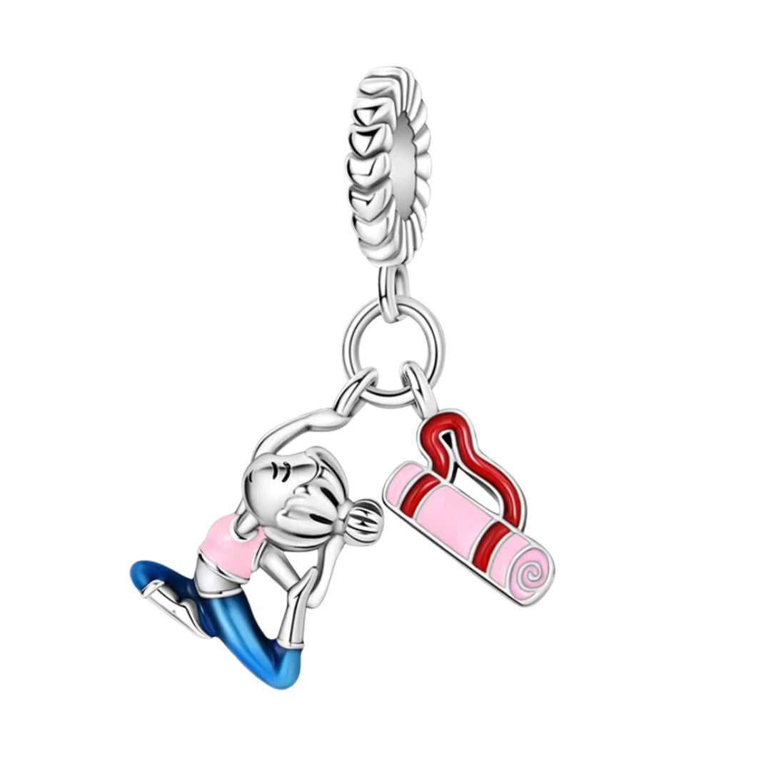 Cute Silver Charm "Girl Stretching"