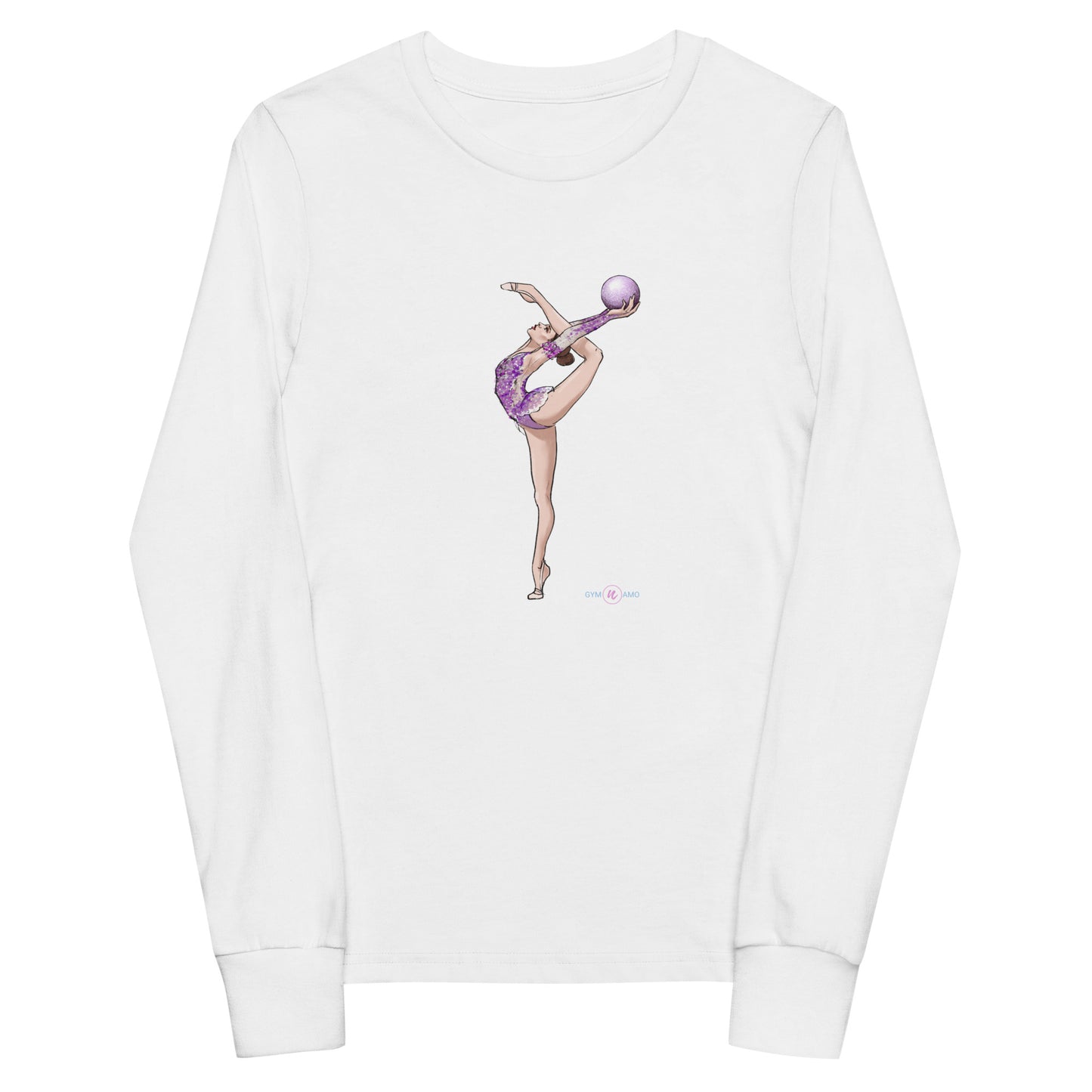 Youth long sleeve tee with Gymnast Print
