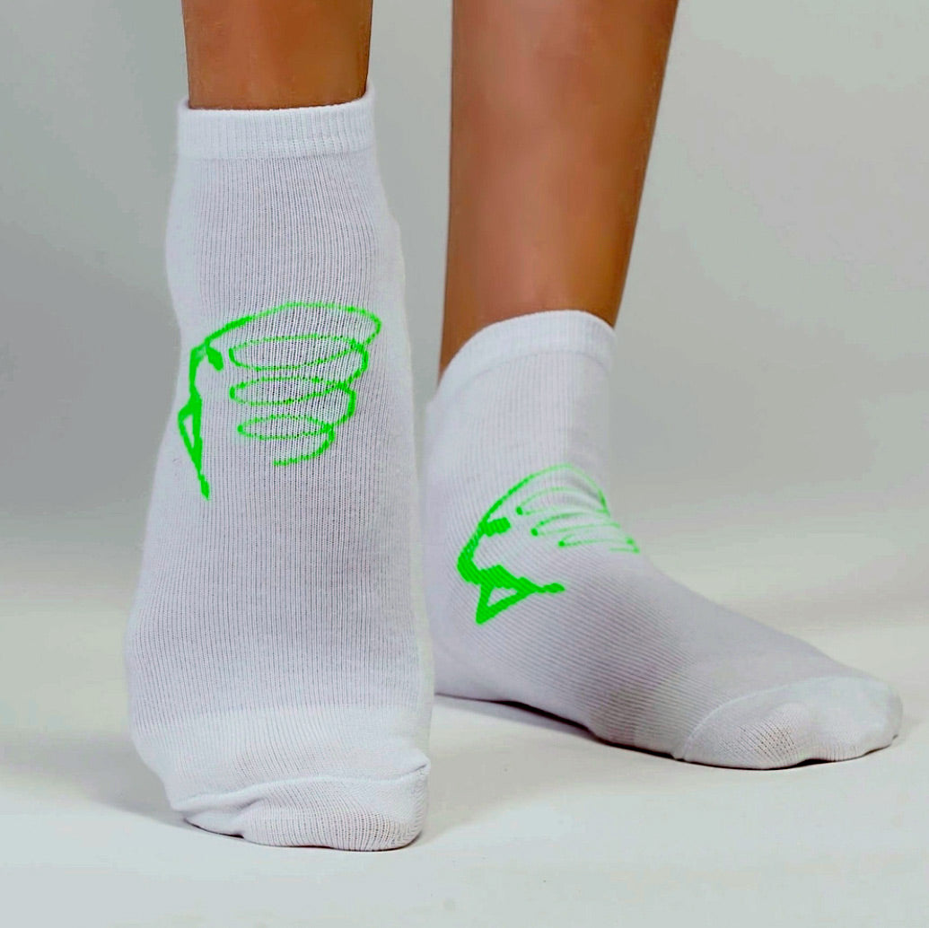 Reinforced sole socks with ribbon gymnast print