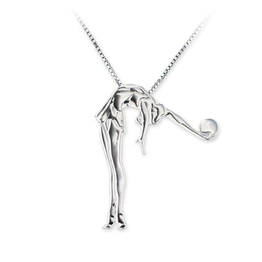 Venetian 925 Silver Necklace "Gymnast exercise with a Ball"