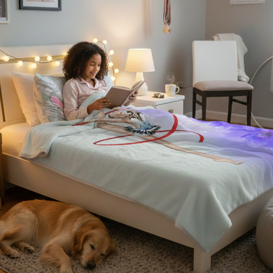 Throw Blanket with Gymnast Lilac