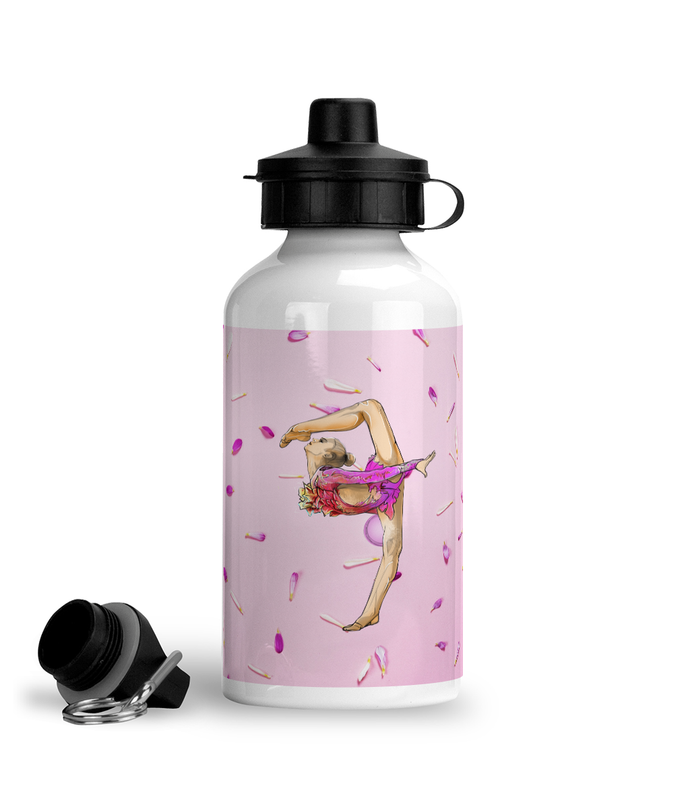 Aluminium Sports Water Bottle Pink-petals-on-pink