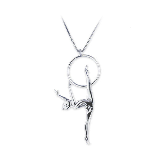 Venetian Silver 925 Necklace "Gymnast with Hoop"