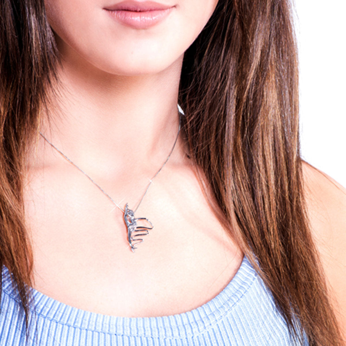 Venetian 925 Silver Necklace "Gymnast with a Ribbon"