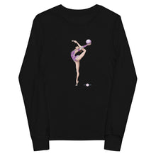 Load image into Gallery viewer, Youth long sleeve tee with Gymnast Print
