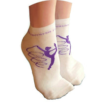 Load image into Gallery viewer, Reinforced sole socks with ribbon gymnast print
