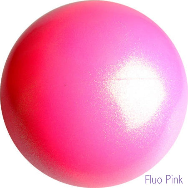 Gymnastics ball with glitter 16cm - Fluo Pink colour