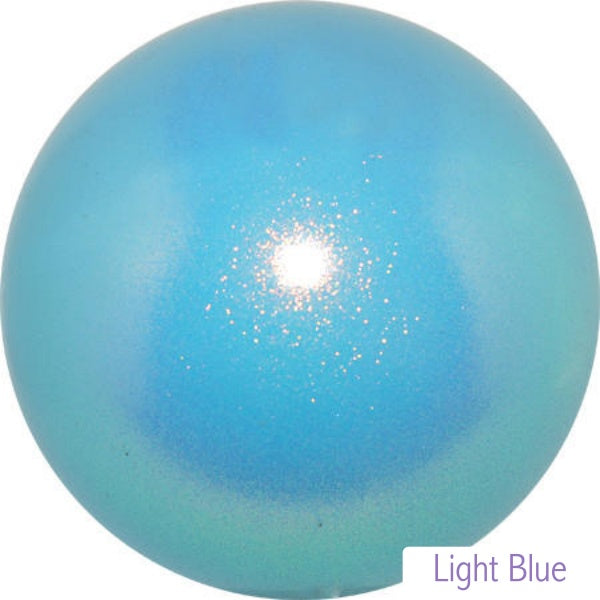 Gymnastics ball with glitter 16cm - Light Blue colour