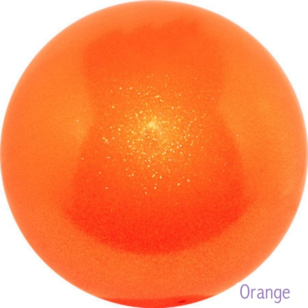 Gymnastics ball with glitter 16cm - Orange colour