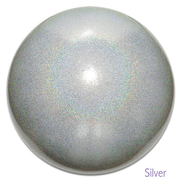 Gymnastics ball with glitter 16cm - Silver colour
