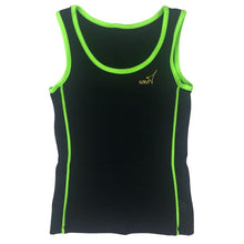 Load image into Gallery viewer, black tanktop with green trim
