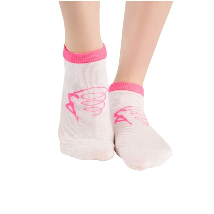 Reinforced sole socks with ribbon gymnast print