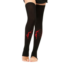 Load image into Gallery viewer, black legwarmers with gymnast print
