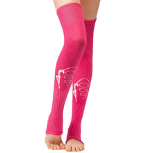 Load image into Gallery viewer, fuschia legwarmers with gymnast print
