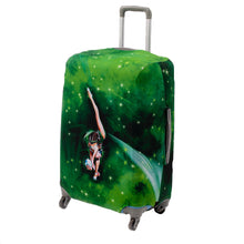 Load image into Gallery viewer, green luggage cover with gymnast print
