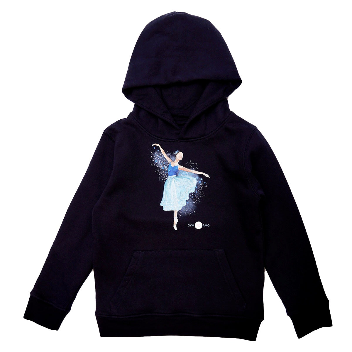 blue hoodie with ballerina print