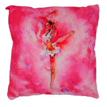 Load image into Gallery viewer, decorative pink pillow with gymnast print
