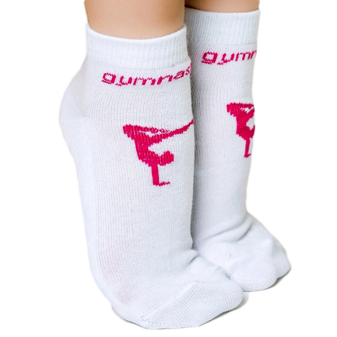 Reinforced sole socks with gymnast print